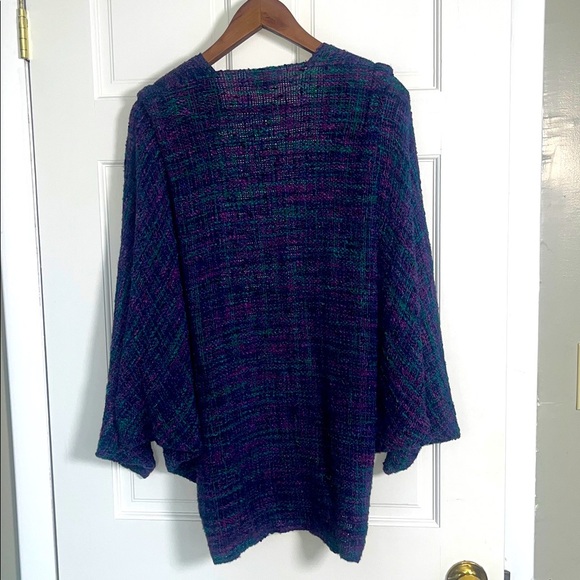 Handwoven Cardigan Sweater Jane Frenke's Loom Room Purple and Blue Weaver - Picture 3 of 7